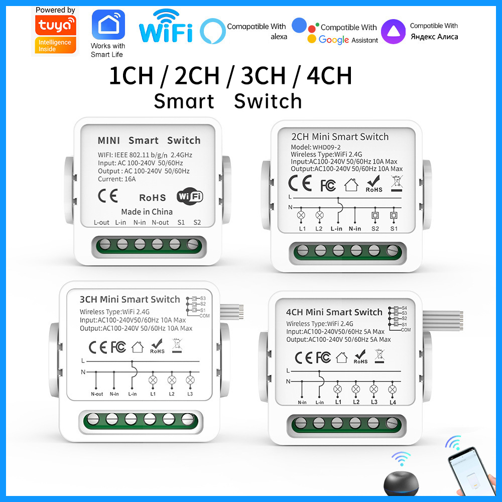 Smart Home Certification - Tuya WiFi Akıllı Anahtar 1/2/3/4 Düğmeli