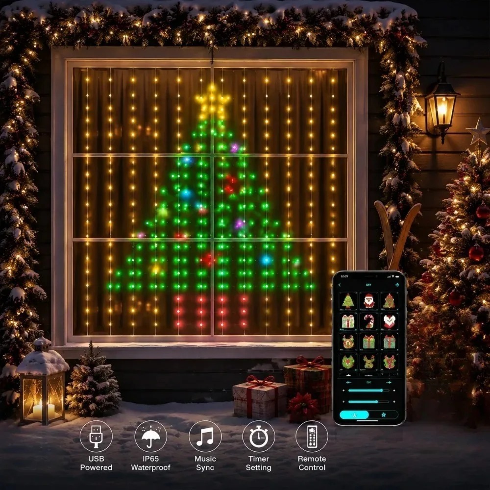 Smart Home Decor - LED Piksel Perde Işıkları Bluetooth APP