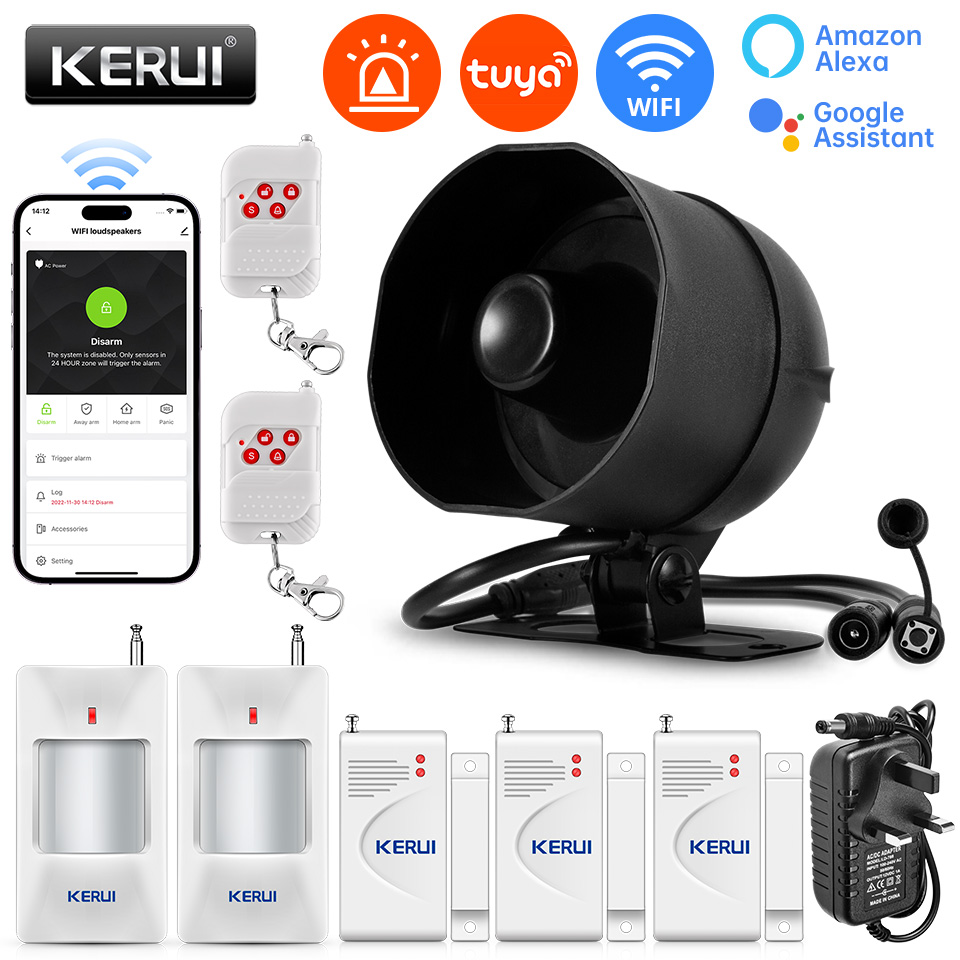 Smart Home Speaker - KERUI 120db Siren Alarm Sistemi WiFi