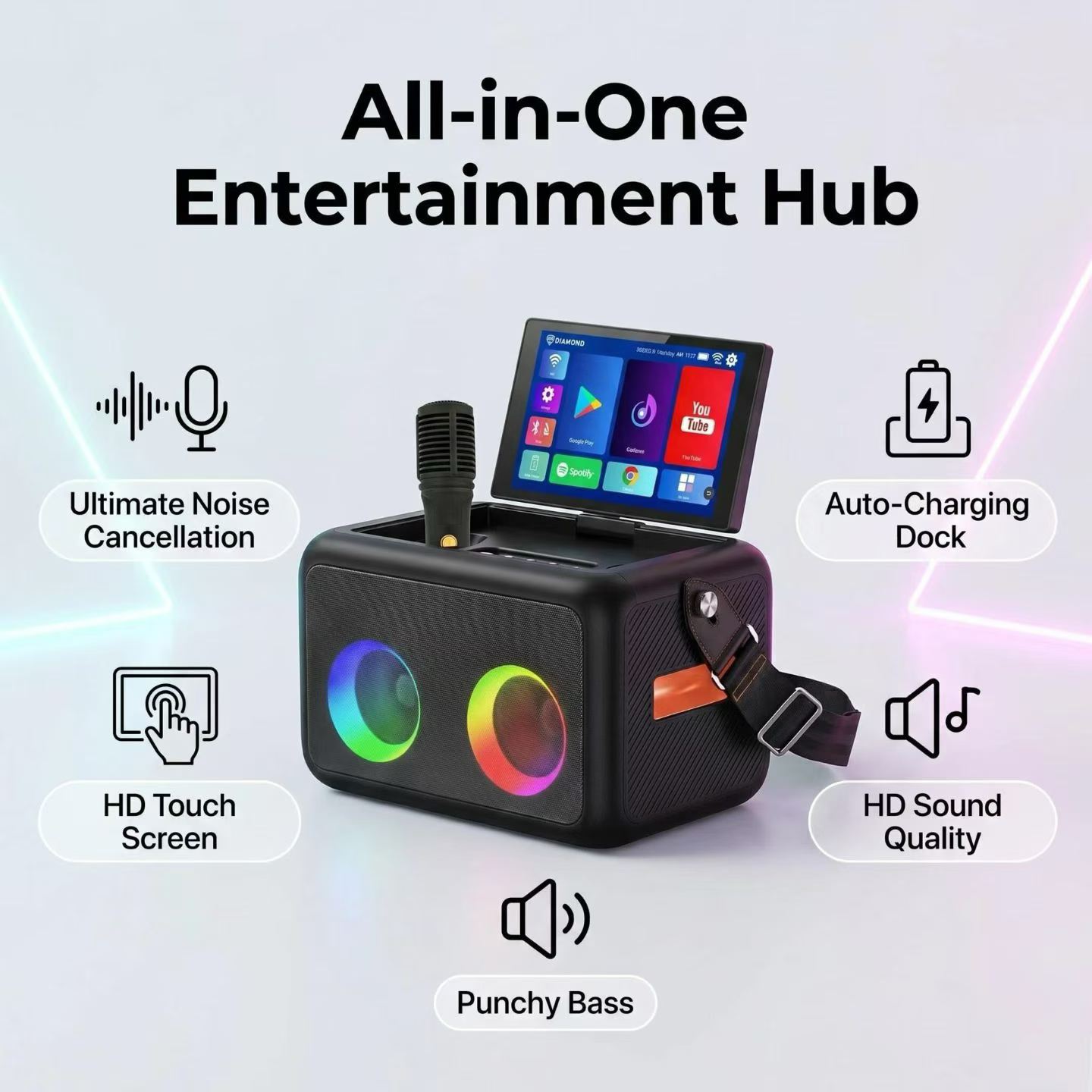 Smart Home Speaker - Dokunmatik Ekranlı Android Karaoke Makinesi, Ev